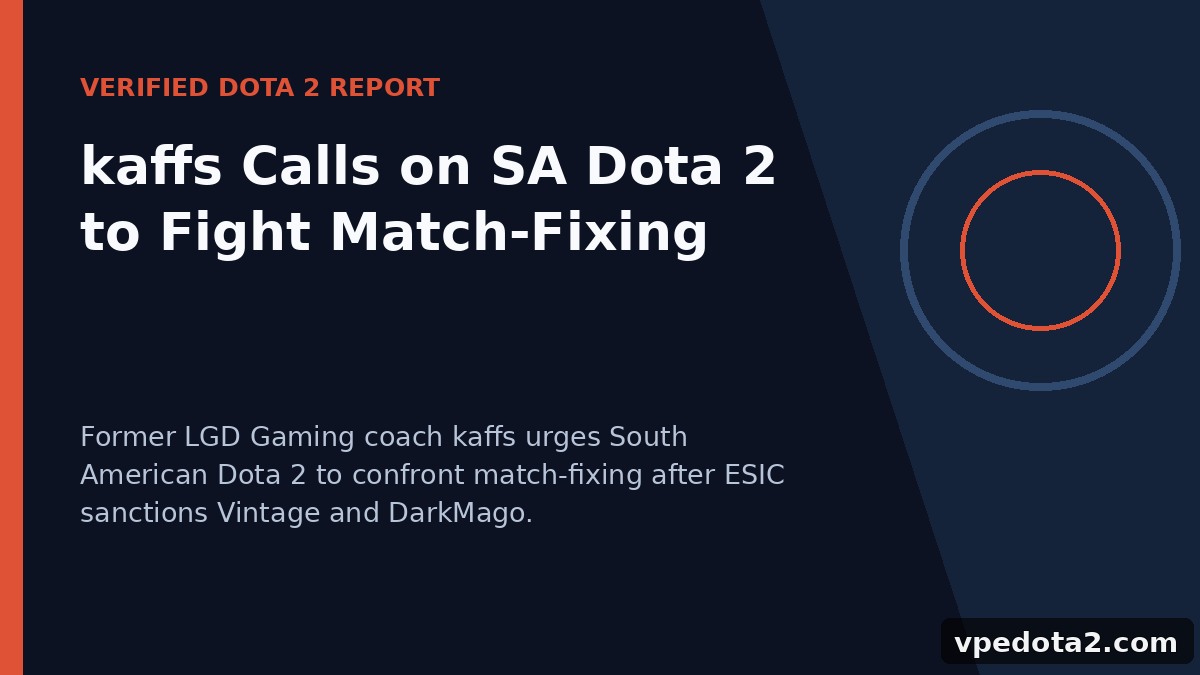 kaffs opfordrer SA Dota 2 til at bekæmpe matchfixing