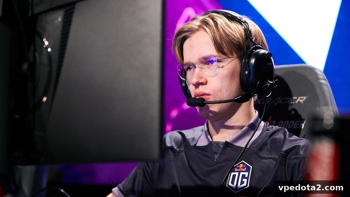 Topson spiller Dota 2 i en OG-trøje