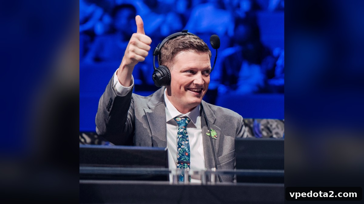 Trent jobber ved en PGL Dota 2-sendestudio