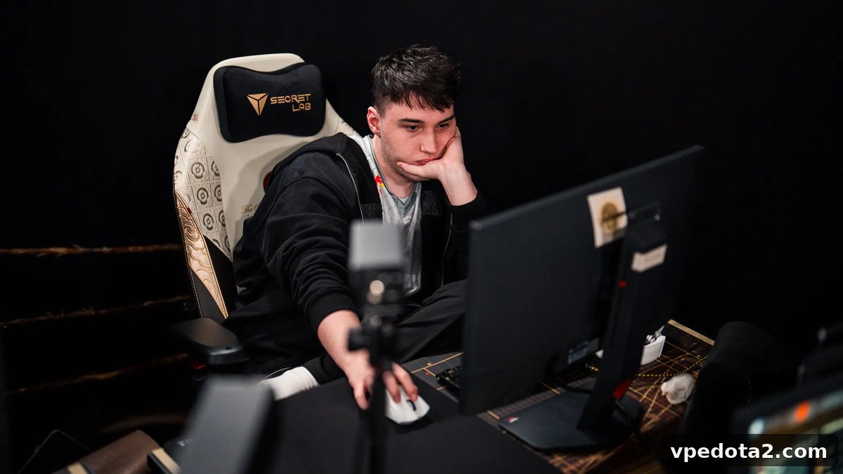 Team Spirit player at a tournament workstation