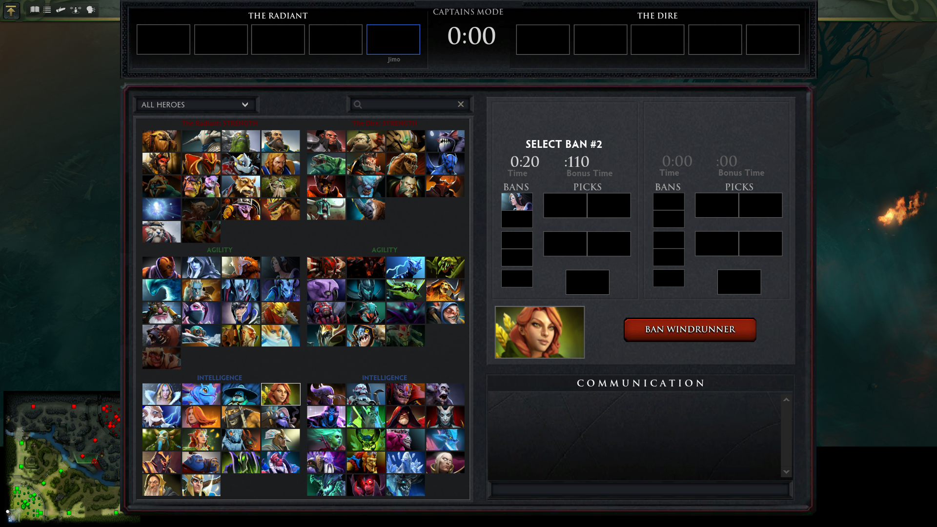 Illustrative archival Dota 2 Captains Mode hero draft screen